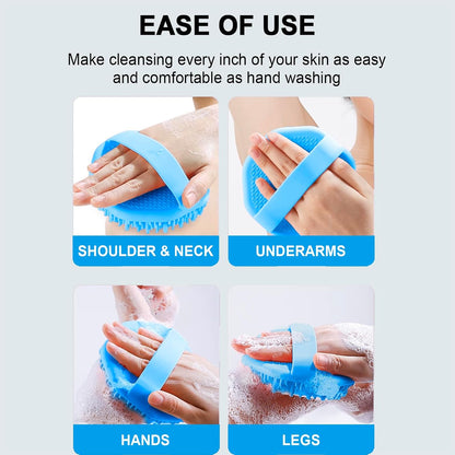 Silicone Body Scrubber – Dual-Sided Silicone Loofah for Shower, Set of 2 Soft Exfoliating Body Bath Shower Scrubber Loofah Brush Easy-to-Clean for Sensitive Kids Women Men All Kinds of Skin