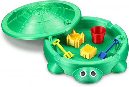 Mini Desktop Turtle Sandbox Zen Garden for Desk 6 x 6 in 3D Printed Fidget Stress Relief Toy with Lid and 5 Mini Beach Tools for Home Office Coworker