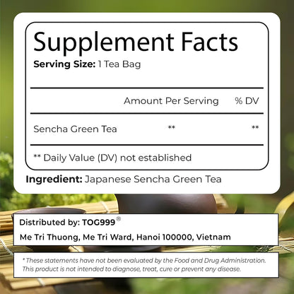 TOG999 Premium Sencha Green Tea Bags, Japanese Sencha Green Tea, 120 Bags