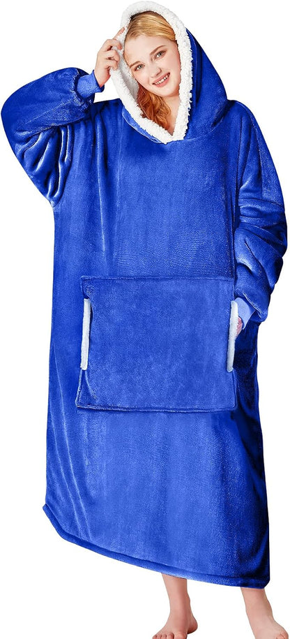 yescool Wearable Blanket Hoodie, Flannel Sherpa Fleece Blanket Sweatshirt for Adults Women Men,One Size Fits All - Colors B