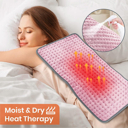 Heating Pad for Back Pain Relief, Heating Pads for Period Cramps with 9 Heat Settings & 4 Timers Auto-off, Machine Washable, Dry & Moist Heat, Soft Electric Heating Pad for Sore Muscles,Gift,12''×24''