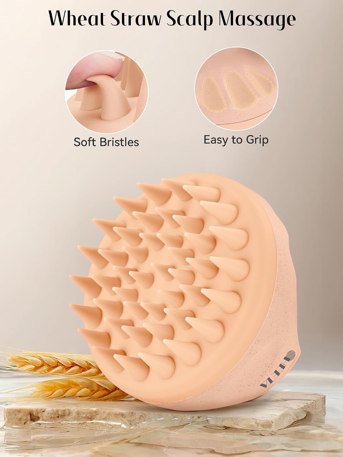 HEETA Scalp Massager with Soft Silicone Bristles for Hair Growth, Dandruff Removal, and Scalp Relaxation - Shampoo Brush for Wet or Dry Hair (Green & Purple)