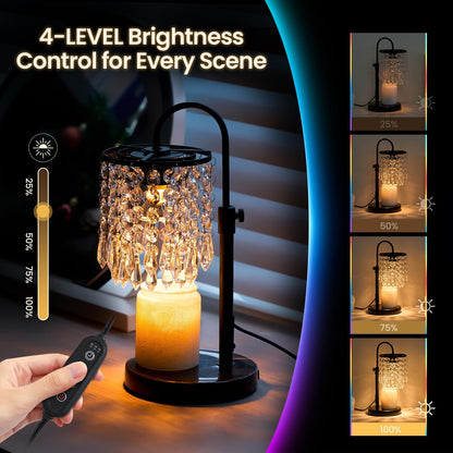 Candle Warmer Lamp with Timer Dimmer and 3 Bulbs, Lamp Candle Warmer with Marble Base,Wax Melt Warmer for Jar Candles, Birthday Gifts for Women Mom, House Warming Gifts New Home Decor (RGB-Black)