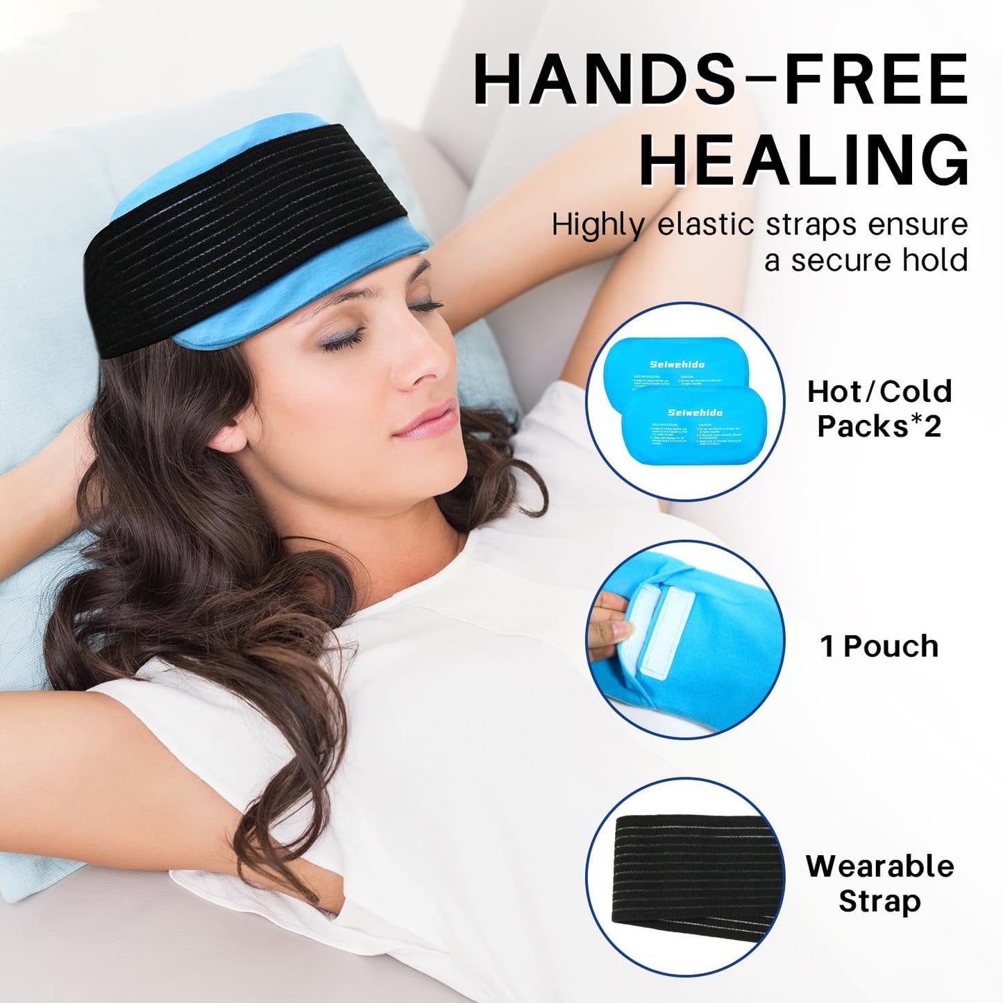 Ice Packs for Injuries Reusable Gel 2 Hot Cold Compress Therapy Pack with Adjustable Strap Soft Ice Wraps for Ankle Knee Leg Neck Shoulder Wrist Feet Back Pain Relief (Purple, Medium 10 x 5.5 Inch)