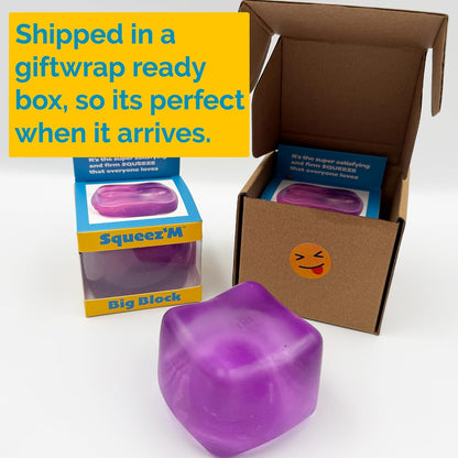 Premium Original Big Block Squeez'M Cube – 35% Larger Than The Standard Squishy Cube, Sensory Fidget Toy for Kids & Adults, Stress Relief, Focus & Play – Durable, Gift-Ready – ASTM Certified 3+