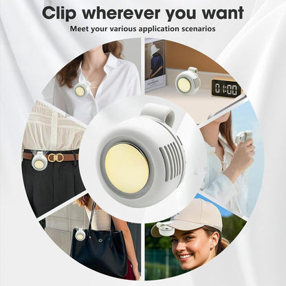 Personal Fan, Portable Clip On Fan for Shirt, USB Rechargeable, White