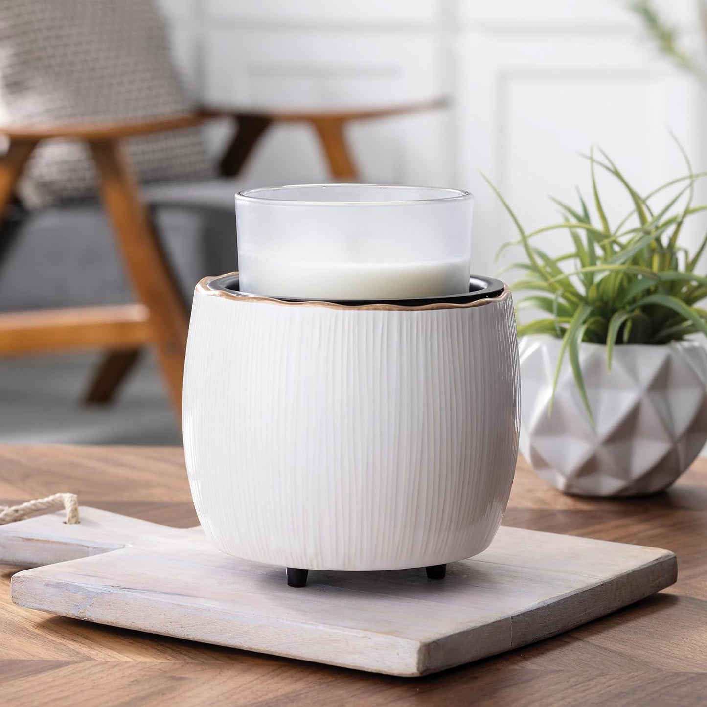 Candle Warmers ETC. Illumination Fragrance Warmer- Light-Up Warmer for Warming Scented Candle Wax Melts and Tarts or to Freshen Room, White Harmony