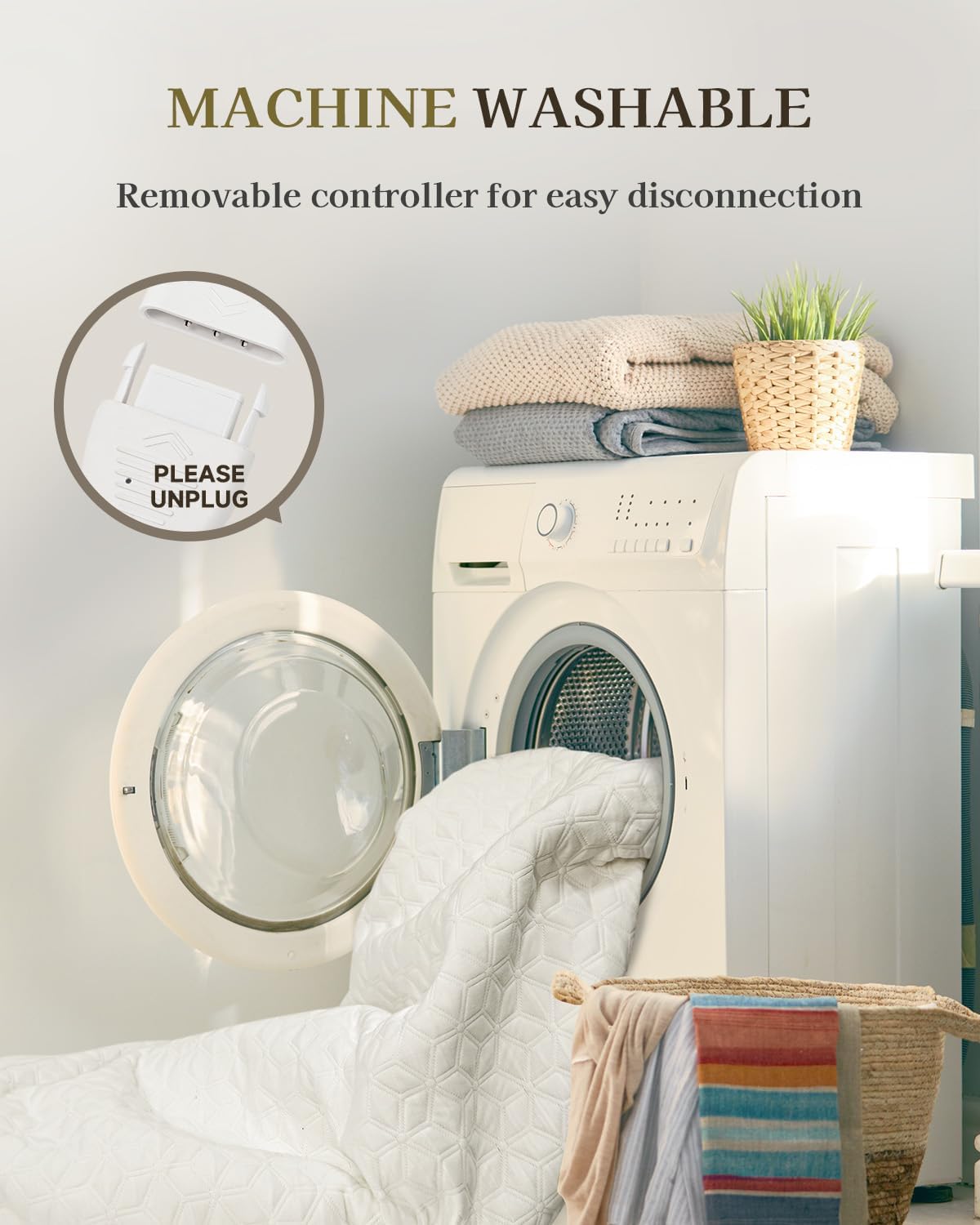 GOTCOZY Heated Mattress Pad Mini Twin Size-Heated Pad for Bed Warmer(White)