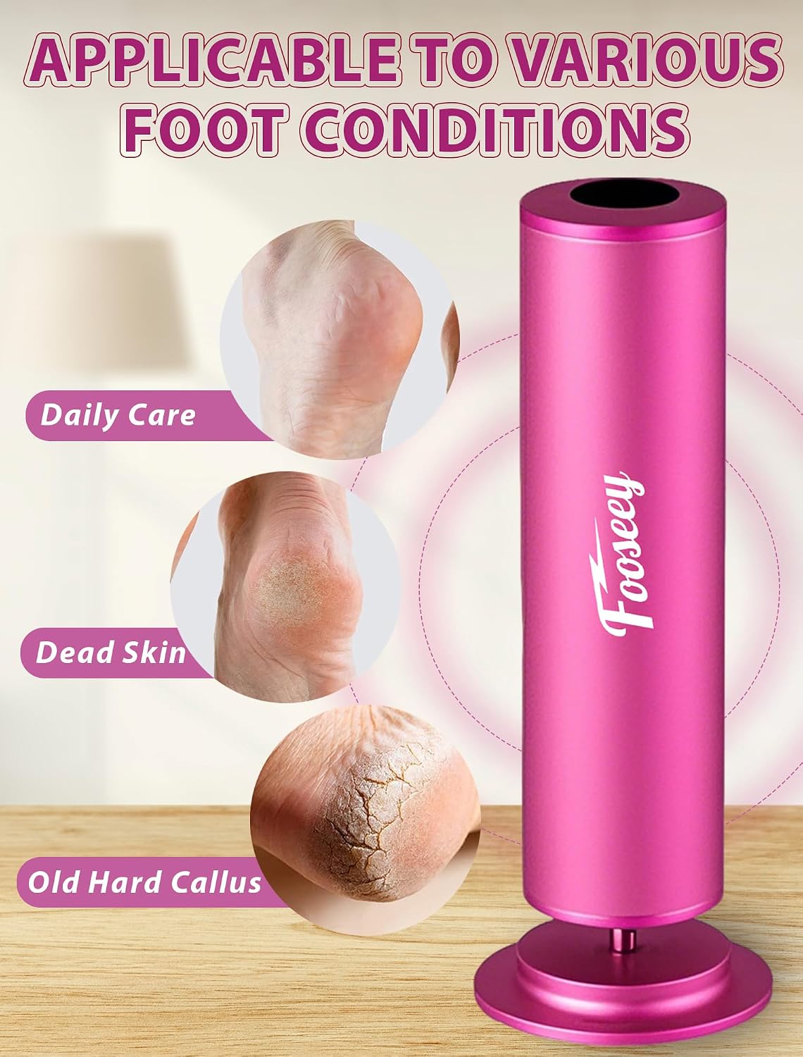 Electric Foot File Tool - Callus Remover for Feet, Professional Pedicure Machine with 60pcs Sandpaper Discs, Adjustable Speed Foot Files for Deadskin, Dry and Cracked Feet