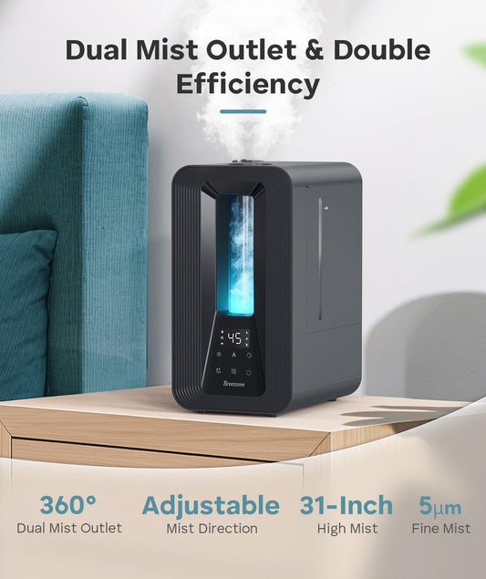 BREEZOME 6L Cool Mist Humidifier for Bedroom 50H Runtime 7-Color Mood Light