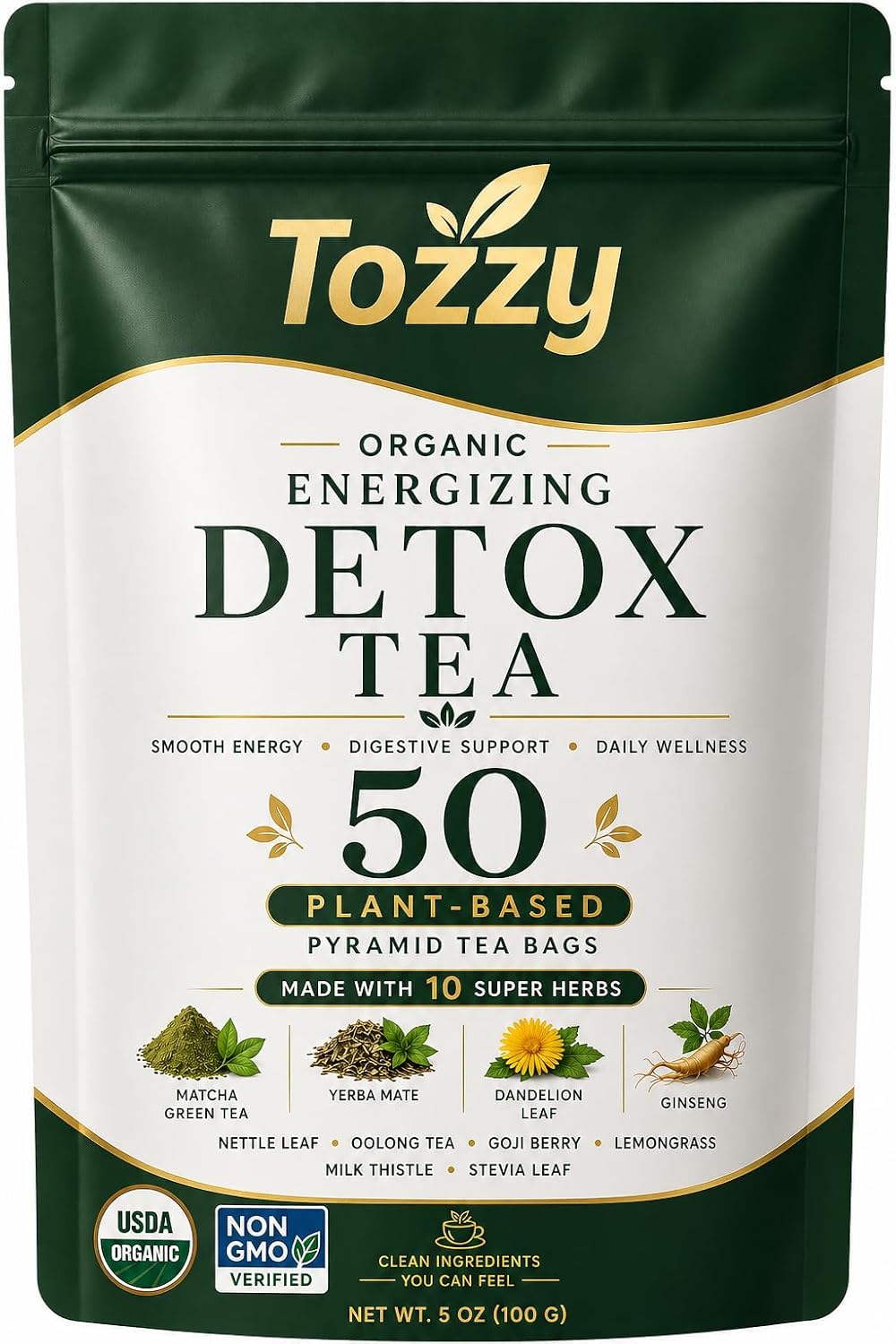 Tozzy Organic Chamomile Tea – 100 Count, Plant-Based Pyramid Tea Bags – Packaging May Vary