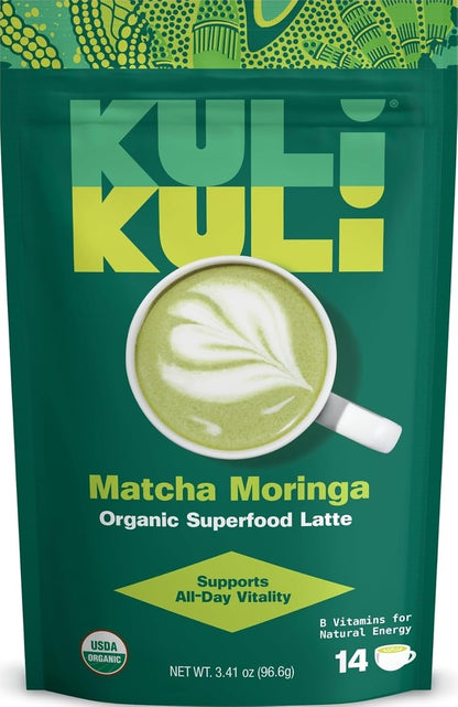 Kuli Kuli Organic Moringa Powder Matcha Green Tea Latte - Lion's Mane