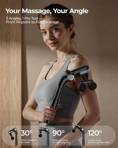 KingPavonini Foldable Massage Gun Deep Tissue, Grey, Model JA-G7