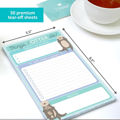 T MARIE Daily To Do List Notepad - 50 Sheets 5.5 x 8.5” Productivity Task Planner and Habit Tracker Pad - Cute Otter Gift Idea and Office Supplies to Reach Goals and Track Tasks and Appointments