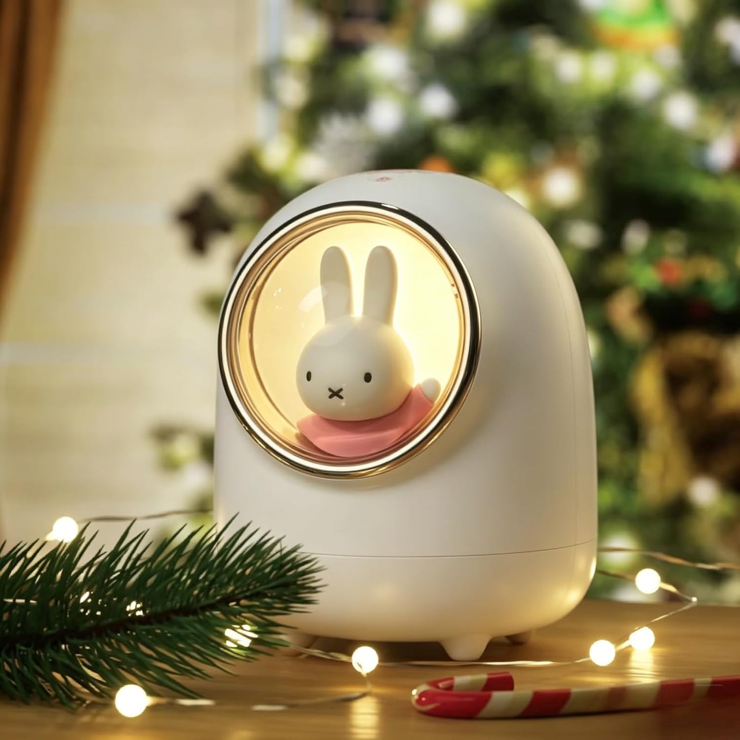 MIPOW x Miffy Cool Mist Humidifier, 350ml Humidifier with RGB Ambient Night Light, Ultra Quiet, Fine Mist, Cute Space Capsule Design, Desktop Humidifier for Bedroom Office Car, White