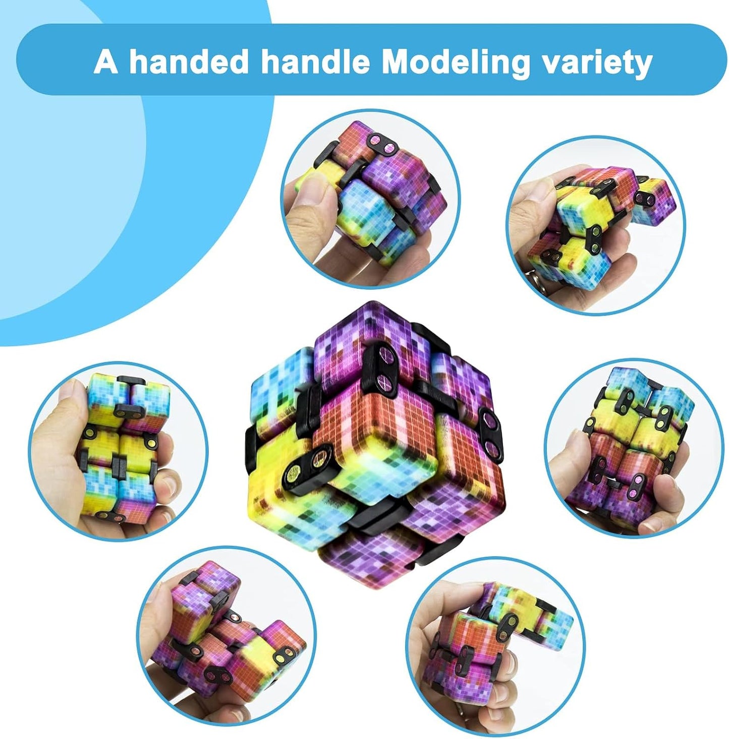 Infinity Cube Fidget Toy Stress Relieving Fidgeting Game for Kids and Adults,Cute Mini Unique Gadget for Anxiety Relief and Kill Time (Macaron Blue)