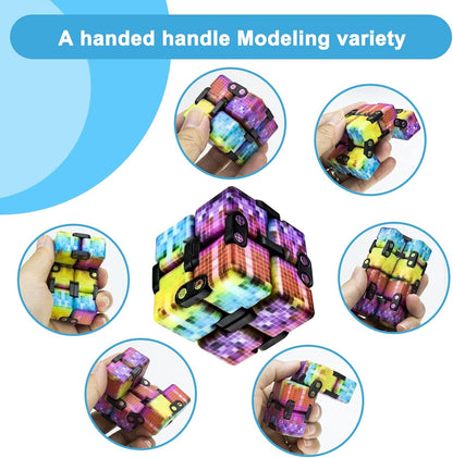 Infinity Cube Fidget Toy Stress Relieving Fidgeting Game for Kids and Adults,Cute Mini Unique Gadget for Anxiety Relief and Kill Time (Macaron Blue)