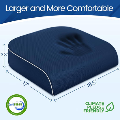 SweetSlubr Seat Cushion for Tailbone Pain Relief, Office Chair Cushion, Chair Pad, Memory Foam Large Cushion with Non-Slip Cover for Soft Support at Office Chair, Car Seat, Airplane, Black/Large