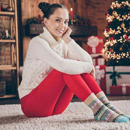 YANGYANG 5 Pairs Winter Warm Thick Crew Knit Socks for Women, Christmas Gifts, Stocking Stuffers