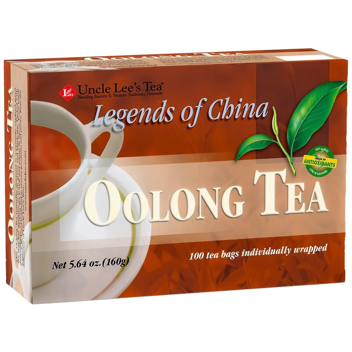 Uncle Lee’s Premium Oolong Tea, Caffeinated, 100 Count – Antioxidant-Rich Slightly Oxidized Green Tea Leaves, Individually Wrapped Bags, 5.64 Oz Ea