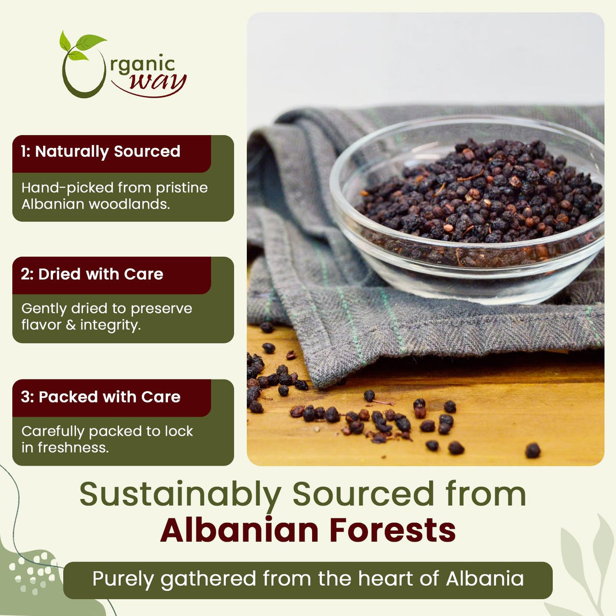 Organic Way Dried Elderberry Whole - Herbal Tea (16 Oz)