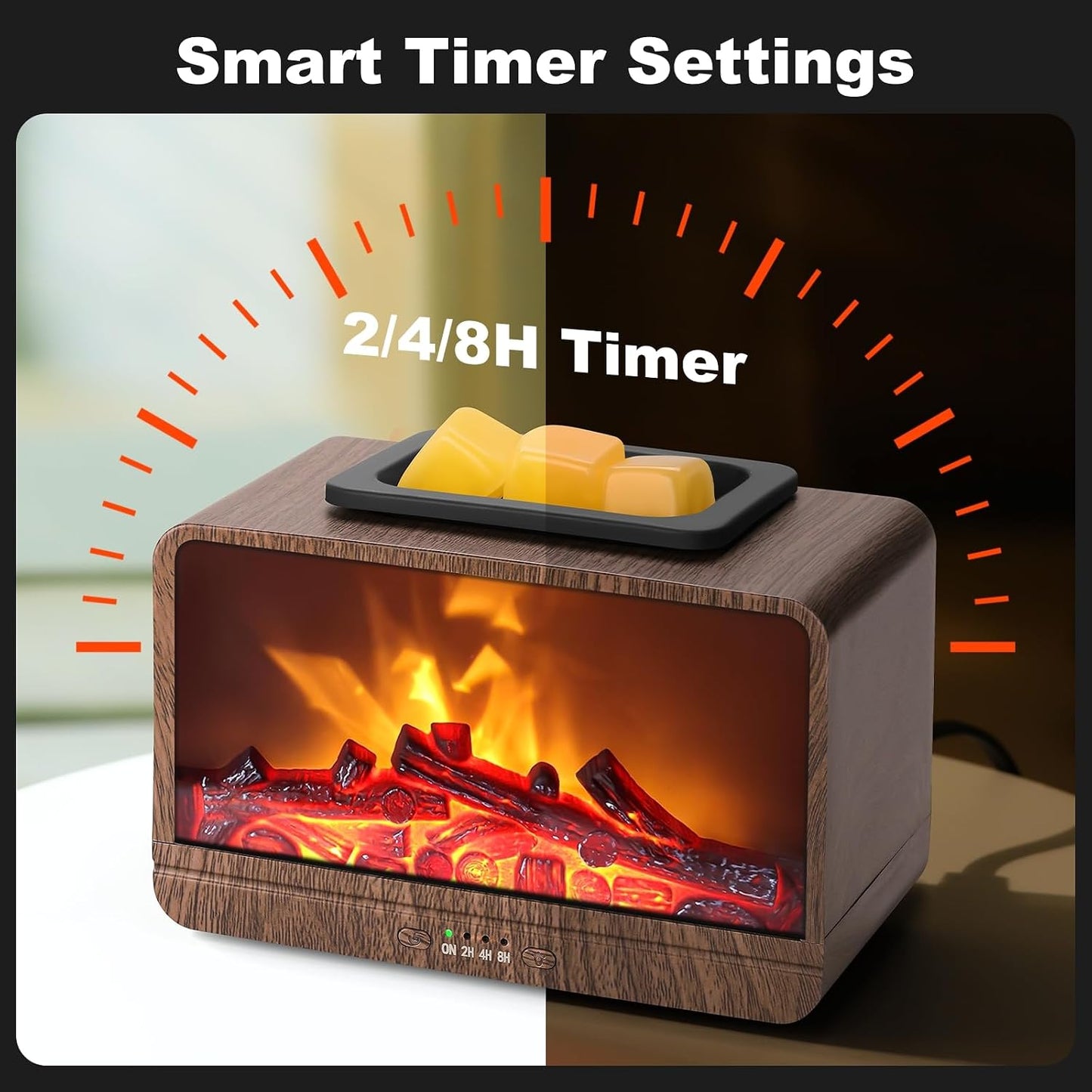 Flame Fireplace Wax Melt Warmer,Scentsy Wax Warmer with Timer, Electric Wax Warmer for Scented Wax with PTC Heating Plate, Wax Burner for Women Gifts & Home Decor(Black)