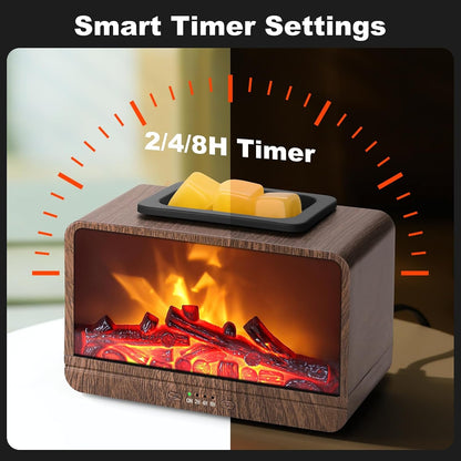 Flame Fireplace Wax Melt Warmer,Scentsy Wax Warmer with Timer, Electric Wax Warmer for Scented Wax with PTC Heating Plate, Wax Burner for Women Gifts & Home Decor(Black)
