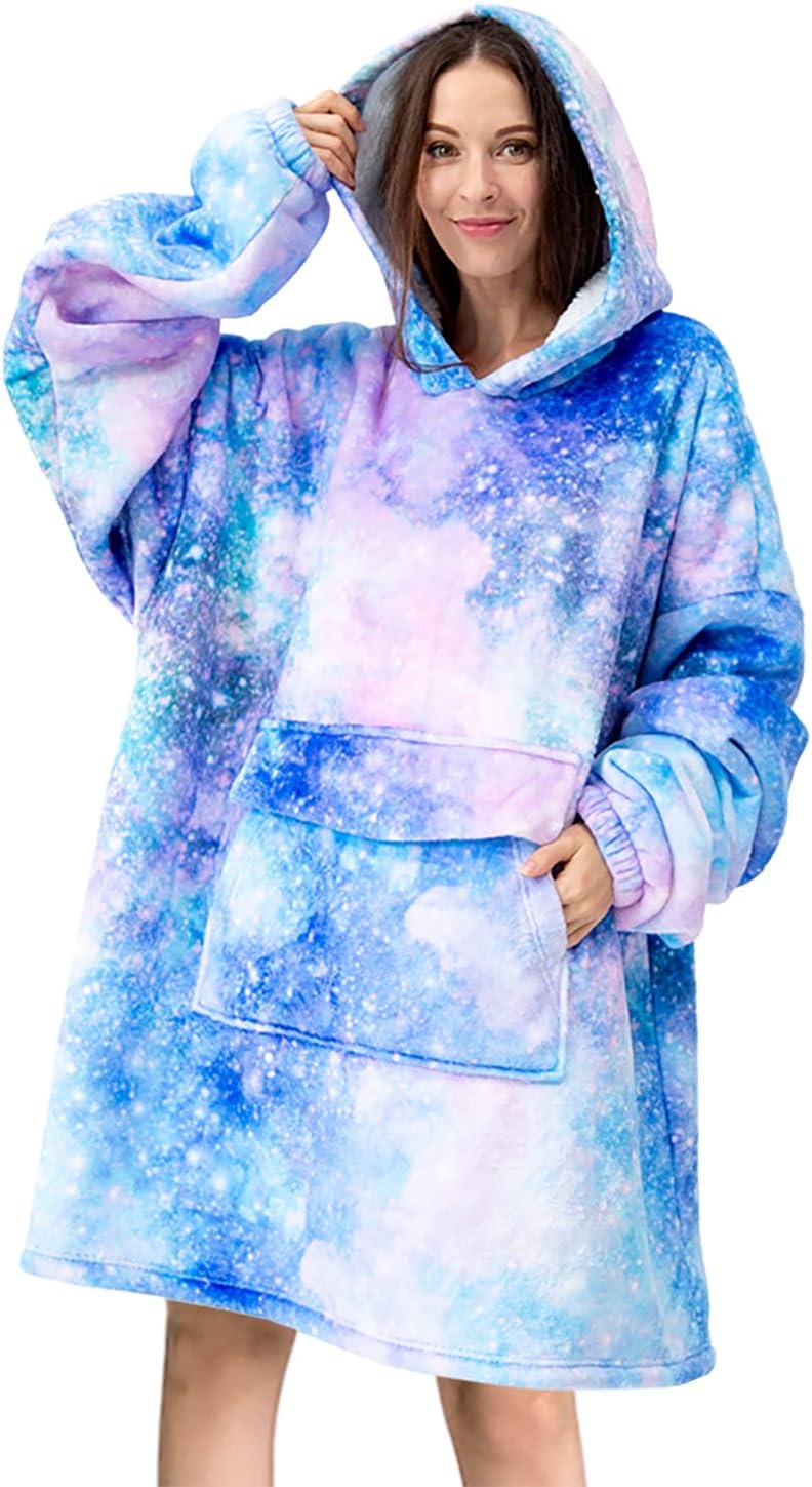 Fiosnow Sun and Moon Blanket Hoodies for Women and Men Adult Oversize Wearable Blanket Hoodies for Soft and Warm