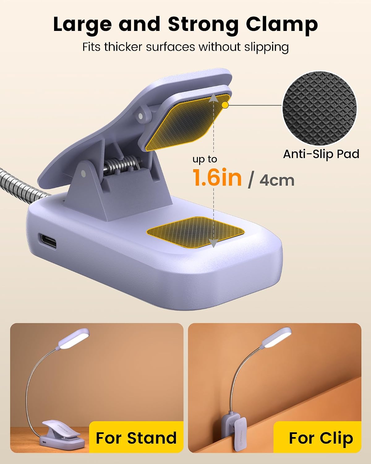 Glocusent 13 LED Reading Lights for Books in Bed, Eye-Caring Rechargeable Book Light 3 Amber Colors & Stepless Dimming, 120 Hrs Runtime, Travel Clip on Reading Lamp, Gifts for Book Lover Men Women Kid