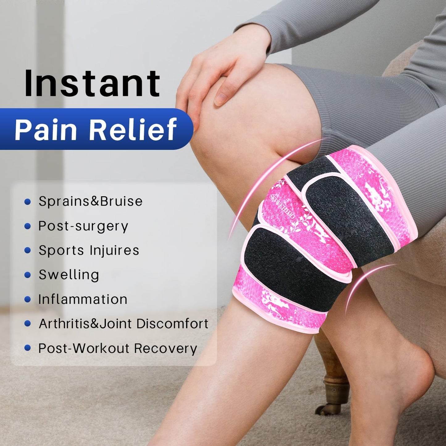 Knee Ice Pack Wrap for Pain Relief Reusable Gel Ice Wrap for Leg Injuries Swelling Knee Replacement Post-Surgery Recovery Adjustable Cold Compression Therapy Wrap for Arthritis