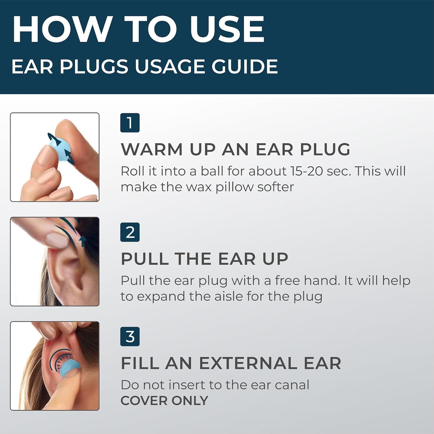 Peace&Quiet PQ Wax Ear Plugs for Sleeping - 30 Silicone Wax Earplugs for Sleeping and Swimming, Gel Ear Plugs for Noise Cancelling, Sound Blocking Level of 32 Db (30 Pillows), Color: White