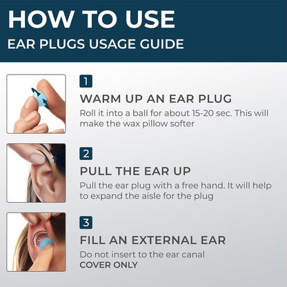 Peace&Quiet PQ Wax Ear Plugs for Sleeping - 30 Silicone Wax Earplugs for Sleeping and Swimming, Gel Ear Plugs for Noise Cancelling, Sound Blocking Level of 32 Db (30 Pillows), Color: White