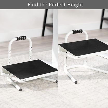 VIVO Ergonomic Height Adjustable Foot Rest Relief Platform, Elevated Stool for Comfortable Sit to Stand Workstation, Non-Slip Surface, Portable, Home Office Classroom Use, Black, STAND-FT01