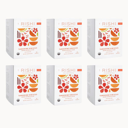 Rishi Tea Tangerine Hibiscus Herbal Tea - Organic, Caffeine Free Sachet Bags, Hibiscus Botanical Blend - 15 Count (Pack of 1)