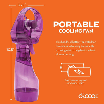 O2COOL Deluxe Handheld Misting Fan Battery Powered Green