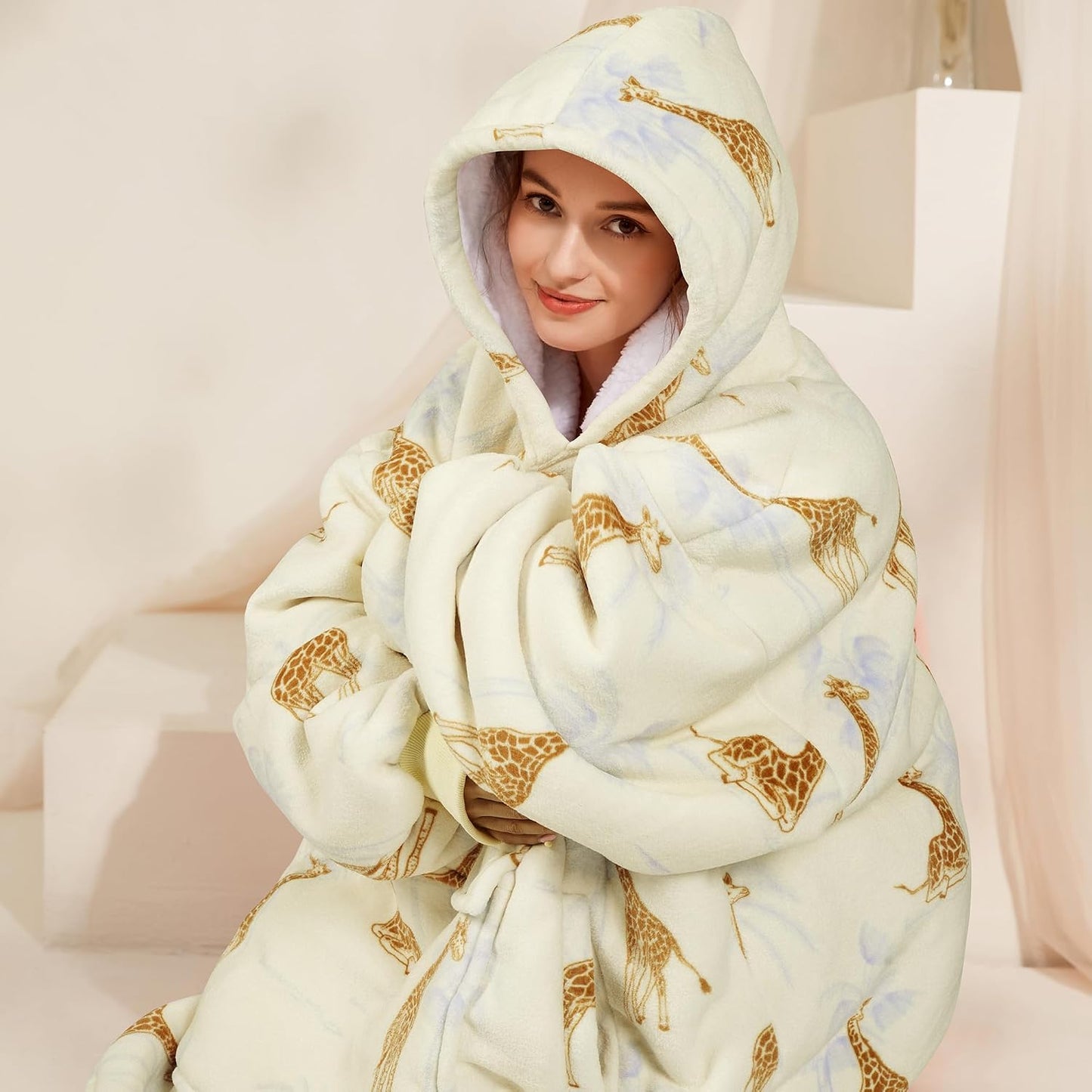 Narecte Cozy Oversized Blanket Hoodie Wearable Blanket Adults Soft Hooded Blanket Hoodie Birthday Gifts for Women Christmas - Colors A