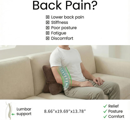 Pat. Pend. Corduroy Lumbar Support Back Pillow for Watching TV, Reading & Gaming, Ergonomic Triangle Support Cushion for Sofa, Armchair & Bed Sitting, Removable Washable Cover, Beige Gray