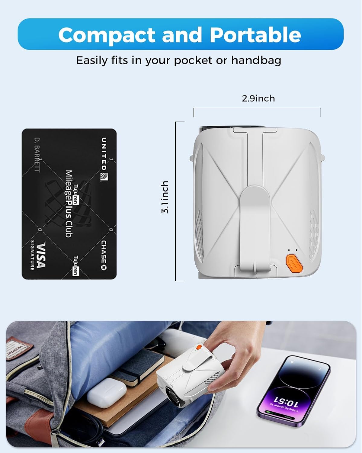 JUANANIUG Hands-Free Wearable Clip-On, Neck & Waist Fan – 6-Speed 16,000RPM Turbo Brushless Motor, 6,000mAh Battery up to 35H, Portable for Travel, Outdoor, Camping, Commuting & Office