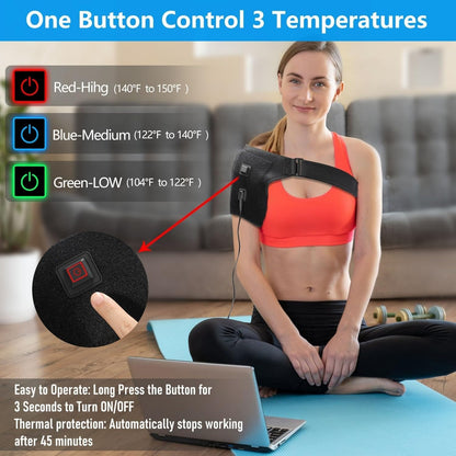 Shoulder-Heating-Pad-Heated-Wrap - 3 Heat Levels Heating Pad for Shoulder Pain for Men Women Frozen Shoulder Pain Relief