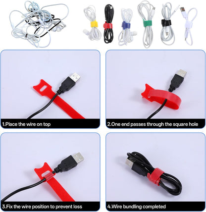 60 Pcs Cable Labels & Cord Organizer Kit - 30 Cord or Wire Labels & 30 Hook and Loop Fastening Ties for Home Office Electronics Cord Management