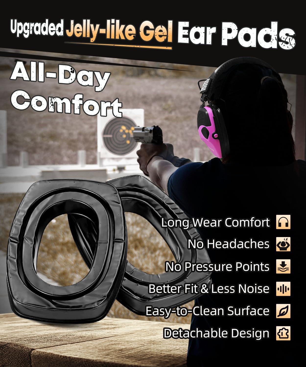 ZOHAN Electronic Shooting Earmuffs Built in Ambient Sound Amplifier, Hearing Protection for Shooters, NRR 23dB Noise Reduction, Ideal Gun Range Ear Protection Headphones for Hunting-Black&Purple