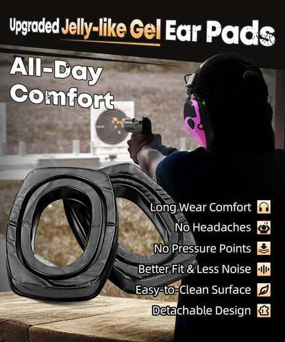 ZOHAN Electronic Shooting Earmuffs Built in Ambient Sound Amplifier, Hearing Protection for Shooters, NRR 23dB Noise Reduction, Ideal Gun Range Ear Protection Headphones for Hunting-Black&Purple
