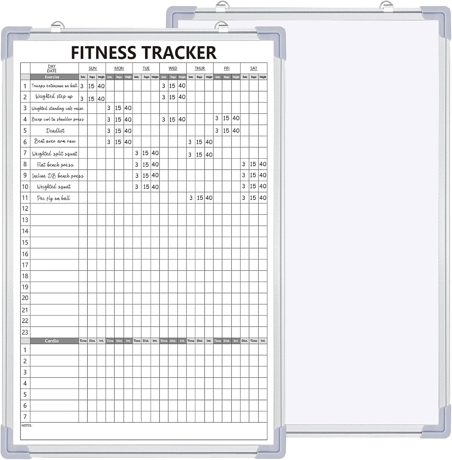 Lincia 16 x 12 Inch Fitness Tracker Whiteboard Workout Calendar for Home Gym Dry Erase Planner Hanging Removable to Do List for Wall Whiteboard with Aluminum Frame for Gym Program(Style A)