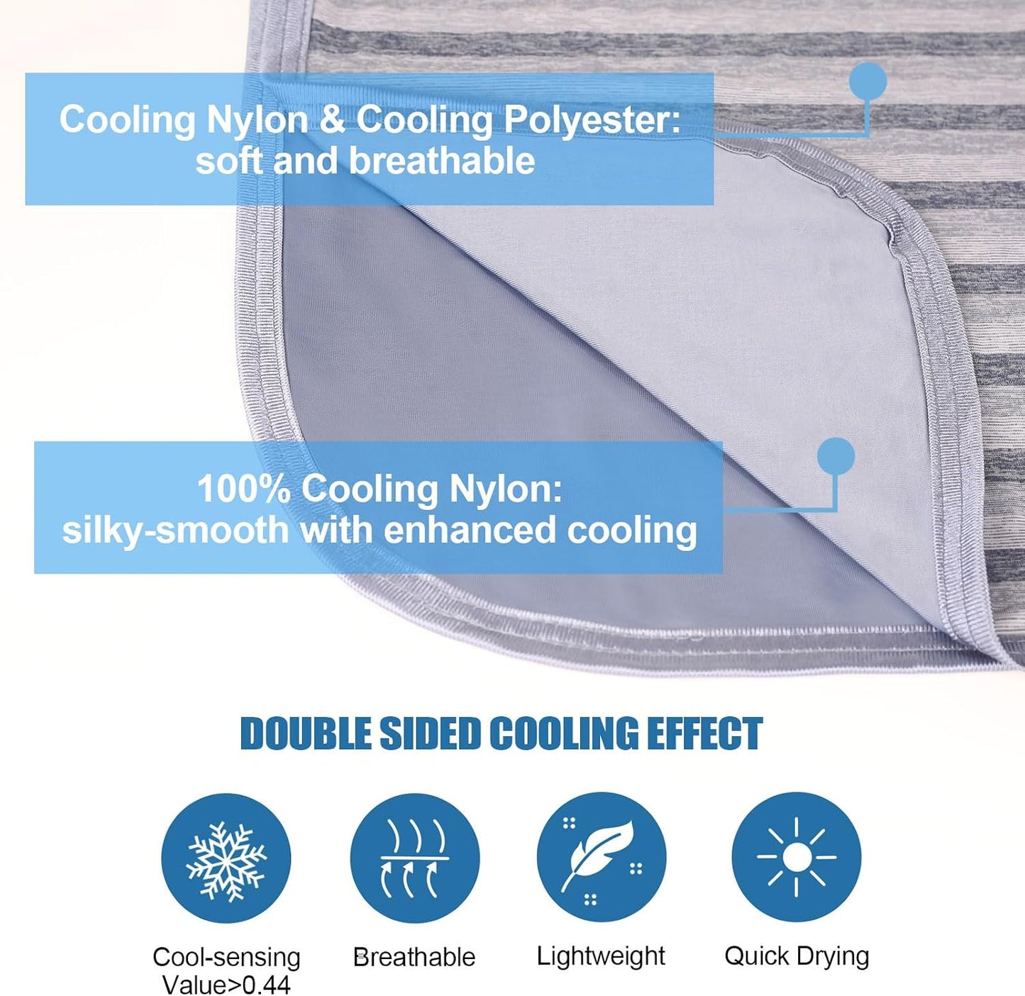 Ailemei Direct Cooling Throw Blanket for Hot Sleepers,Double Sided Cold Effect, Lightweight Breathable Summer Bed Blanket for Couch, Transfer Heat to Keep Body Cool Night Sweats,50"x70"