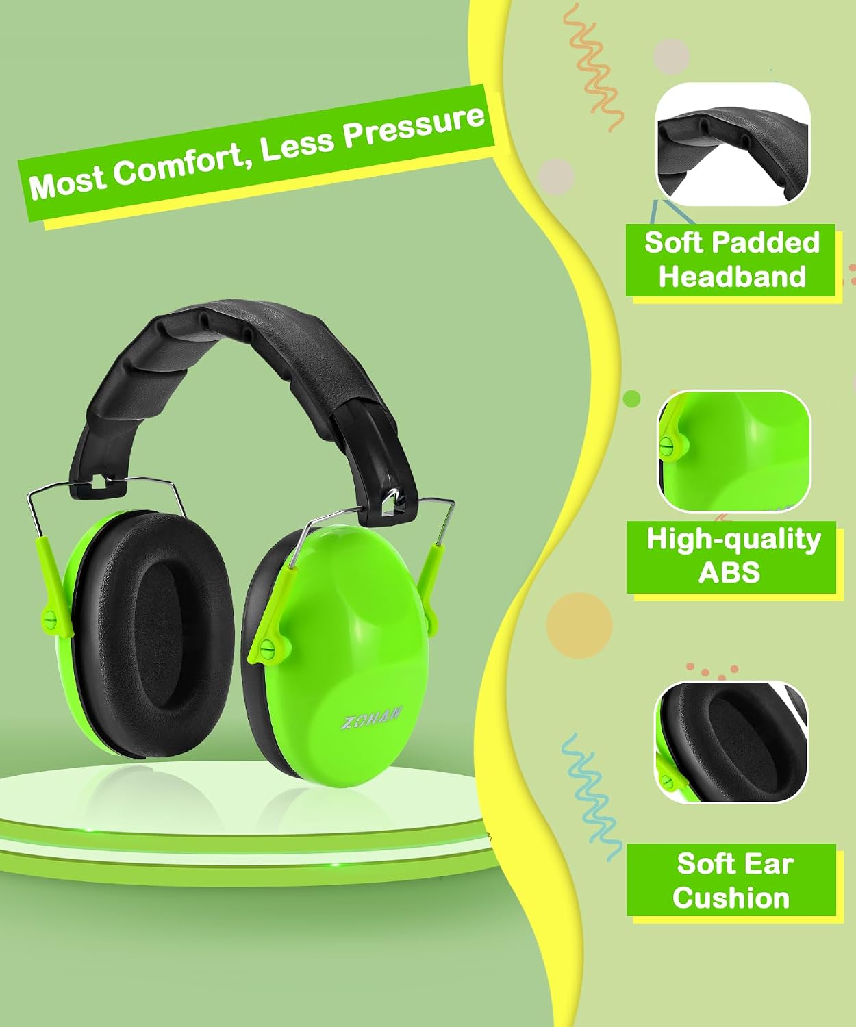 ZOHAN 032 Kids Noise Canceling Headphones - 25dB NRR Kids Ear Protection Earmuffs for School, Monster Jam, Fireworks, Travel, Air Show, Concert, Autism - Pink