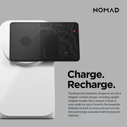 Nomad Tracking Card Carbide, Slim Card Tracker with IPX7 Waterproof and Dust Proof Card Tracker for Wallet & Luggage, 5 Months GPS Tracker Long Battery Life, Rechargeable, Compatible with iOS Only