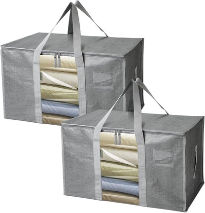 BALEINE Oversized Moving Bags with Reinforced Handles, Heavy-Duty Storage Tote for Clothes, Moving Supplies (Clear)