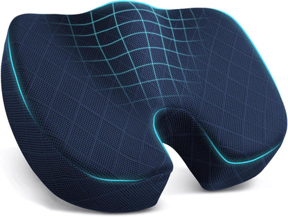 TushGuard Seat Cushion - Memory Foam Sitting Pillow for Office Chair, Car Seat, Airplane, Bleacher - Sciatica & Hip & Coccyx Pain Relief Desk Chair Cushion for Long Sitting Office Workers, Car Drivers