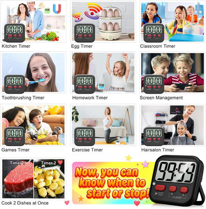 Antonki 2 Pack Digital Timer for Kids Classroom Kitchen Timers for Cooking