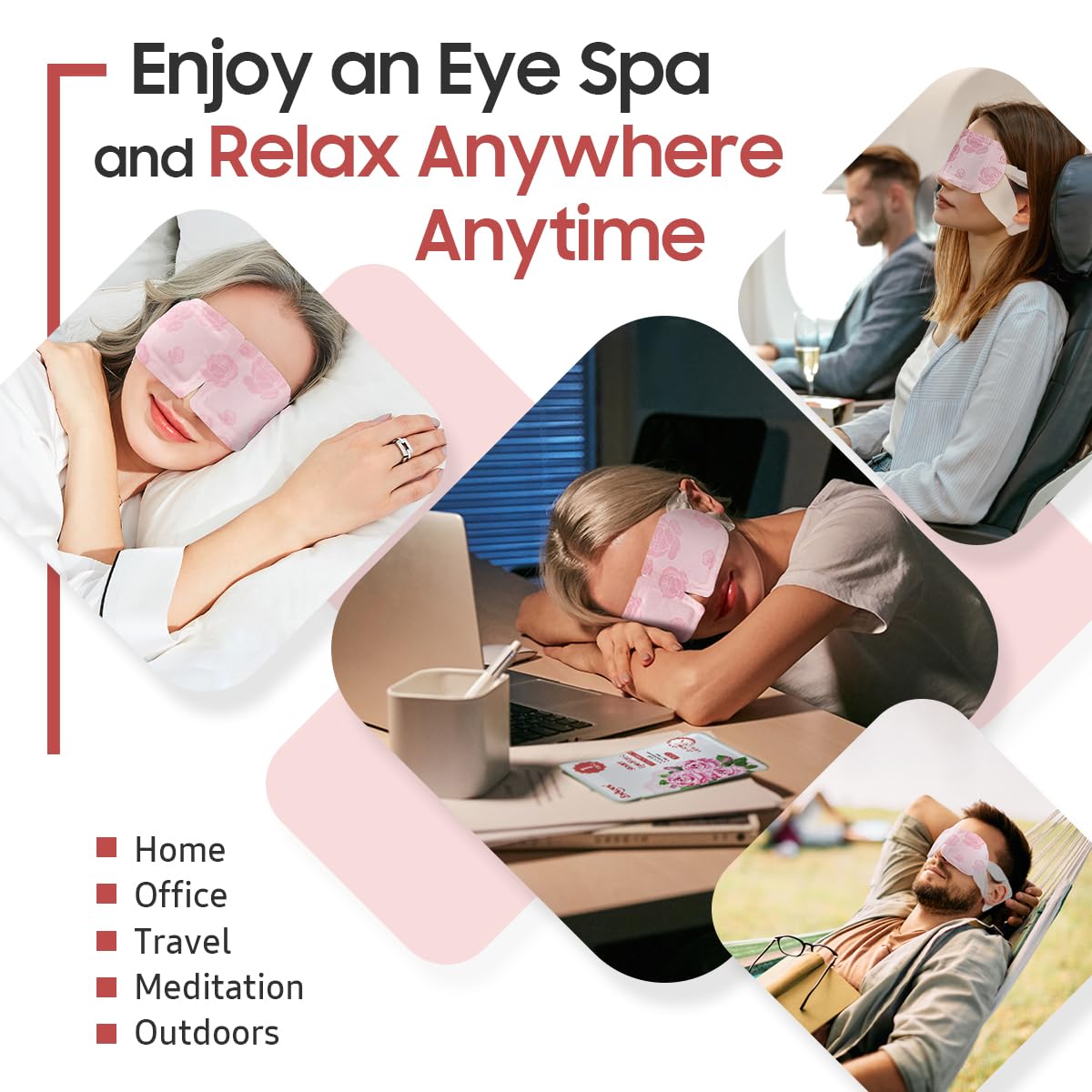 BeHoomi Steam Eye Mask, 10Packs Heated Eye Mask, Self Heating Disposable SPA Warm Compress for Eyes Sleep Mask, Travel Essentials & Relaxation Gifts for Women (Unscented)
